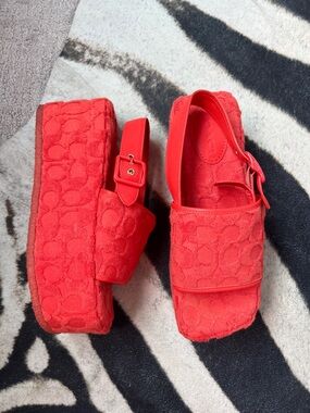 Coach Coral Signature Textile Slingback Mules